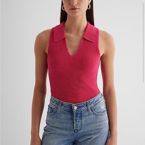 Express ribbed V-neck polo sweater tank - NWT